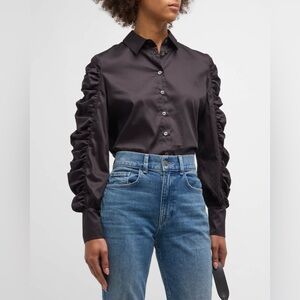 Harshman
Juliana Ruched Button-Down Cotton Shirt NWT